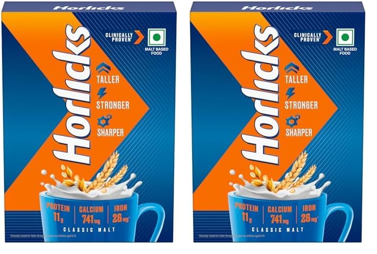 Horlicks Nutrition Drink Refill - 500 g - Classic Malt - Clinically Proven to make kids Taller, Stronger, Sharper (Pack of 2)