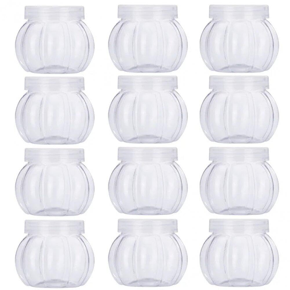 Sanfly Plastic Candy Jars 12Pcs Pumpkin Cookie Jars With Lids Food Storage Container Reusable Candy Container For Snacks