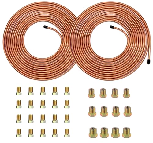 2 Sets 3/16 Brake Line 25 ft Copper Nickel Tubing Stainless Steel Brake Line Clamps Repair Kit With 32 Fitting