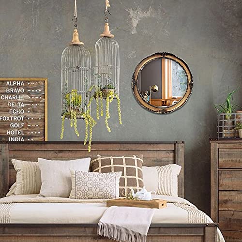Funerom Vintage 12.2 Inch Decorative Wall Mirror Hanging Mirror Round Antique Gold #TOP3