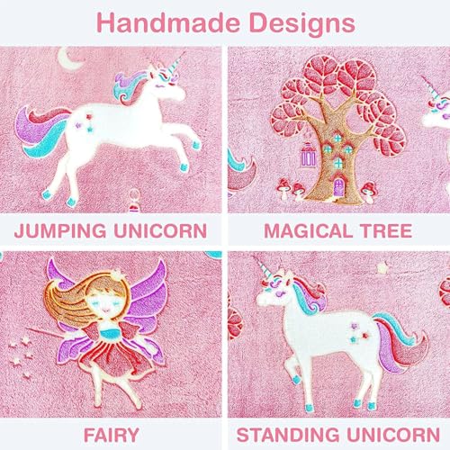 Image of TONY STARK ULTRAAGLOW Glow in The Dark Blanket for Kids (0-15 Years, 200x152 Cm) Soft Flannel Fleece Throw, Cozy & Warm All-Season Radium Blanket for Boys & Girls - (Fairy & Unicorns)