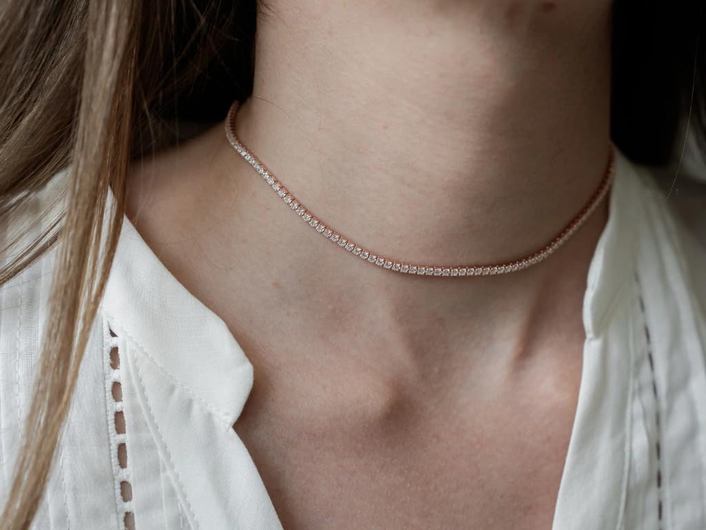 Olivie Damen Tennis Choker Silber 925 rosévergoldet Zirkonia