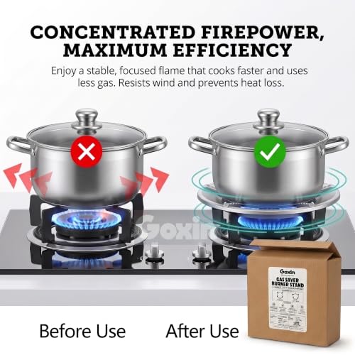 Image of Gas Saver Burner Stand - Energy Saving Windproof Metal Gas Chula Stove Stand, Gas Stove Burner Cover For Flame - Supports 4 & 5 Legs Gas Stoves (Pack of 1)