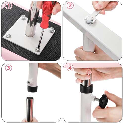 Hedume Pedicure Manicure Footrest, Adjustable Height Foot Massage Manicure Nail Beauty Stool Stand with Non-Slip Legs, Footstool for Home Beauty Salon SPA, Pink by Hedume - Image 3