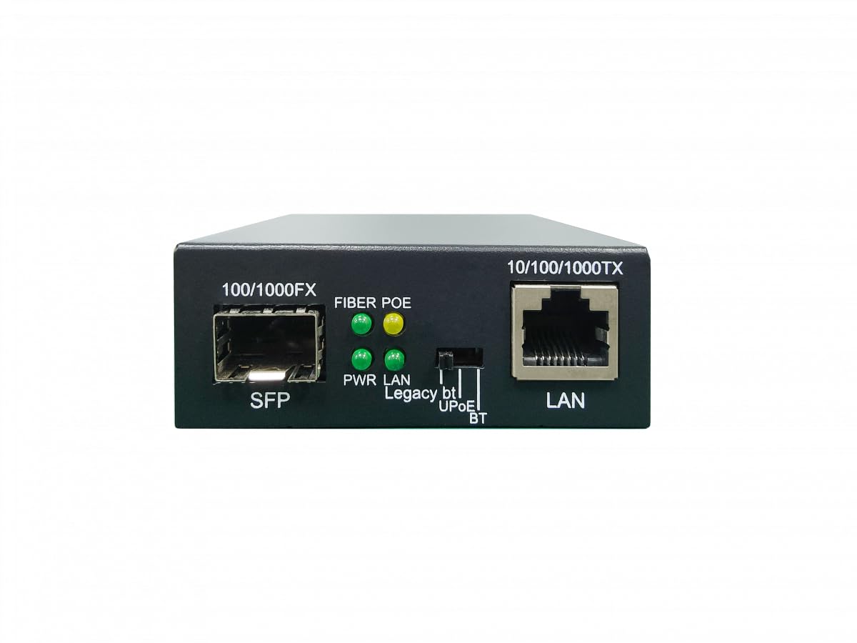 LevelOne GVT-2015 Convertisseur de média RJ45 vers SFP Gigabit, 802.3bt 60 W PoE PSE