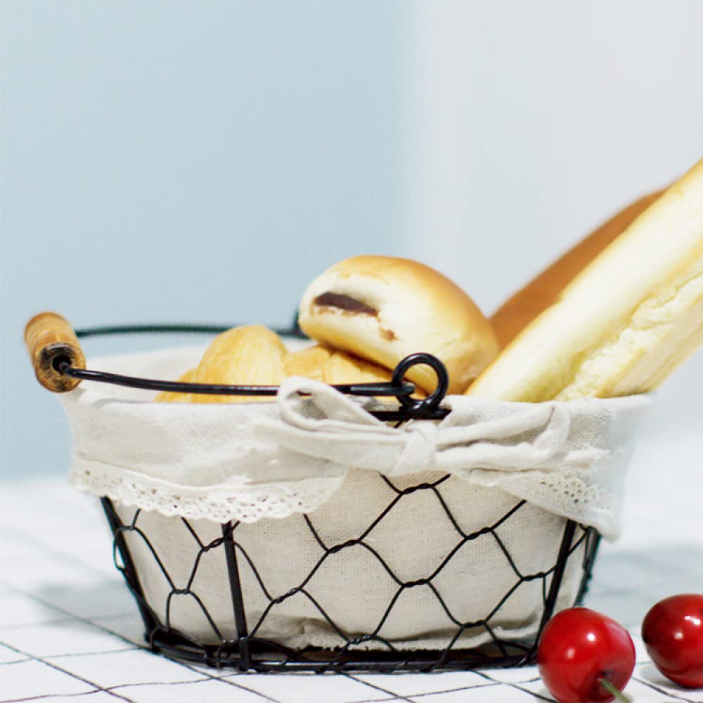 Cesta de Almacenamiento portátil Multifuncional de Estilo nórdico con Forro de Lino para Verduras, Huevos, comestibles, Frutas-Oval