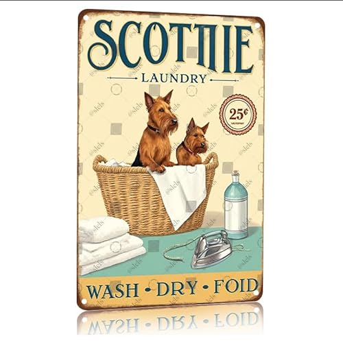AWDHBD Scottie Dog Vintage Laundry Retro Metal Sign 8x12 Inch