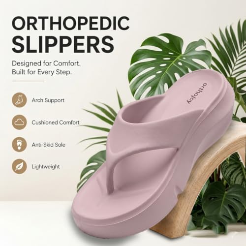 Image of ORTHO JOY Orthopedic Slippers for Women | Soft Cushioned EVA Flip Flops with Arch & Heel Support | Lightweight Anti-Slip Platform Thong Slides for Daily Wear, Indoor & Outdoor