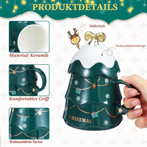 Weihnachtstasse Weihnachtsgeschirr Weihnachten Baum Tasse: Grün Weihnachtstassen Set Christmas Mug Weihnachtsbecher Groß Weihnachts Tasse – Bild 5