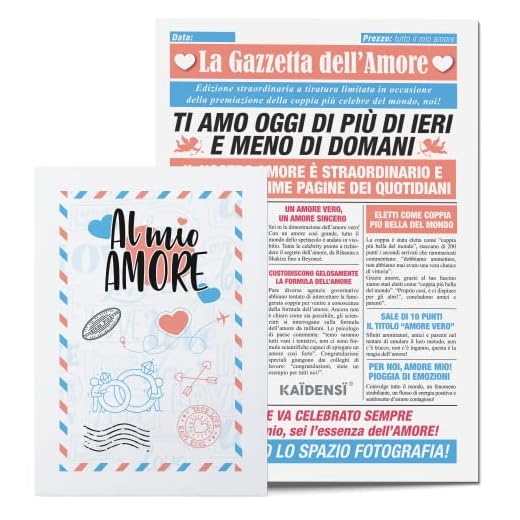 KAÏDENSÏ Idea Regalo San Valentino Per Lui Lei - Giornale degli Innamorati Originale - Maxi Biglietto Auguri d'Amore Uomo Donna