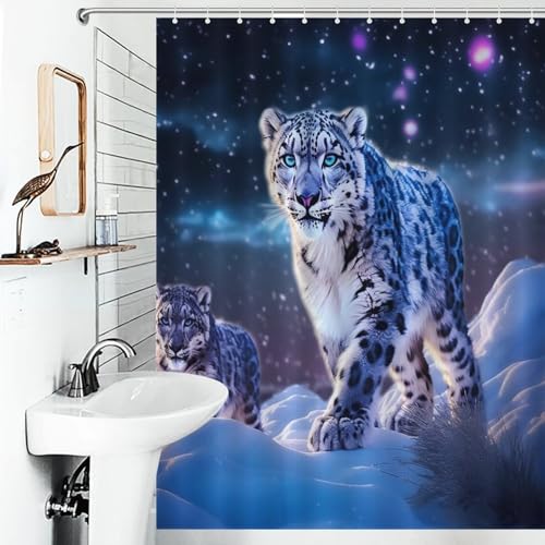 Rideau de douche léopard tissu polyester lavable imperméable pour salle de bain domicile
