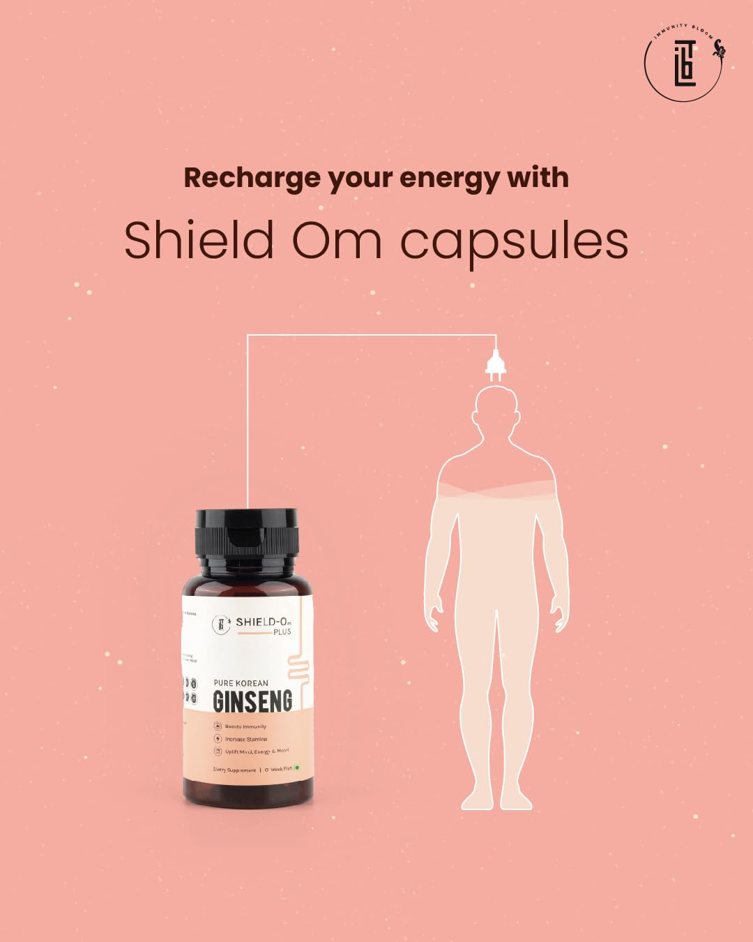 Shield-om Plus Korean Ginseng Supplement 200mg for Men & Women Formulated for Overall Stamina, Immunity Booster, Recovery, Vigor and Vitality | 100% Vegetarian - Result in 7 days with 7 capsules 3