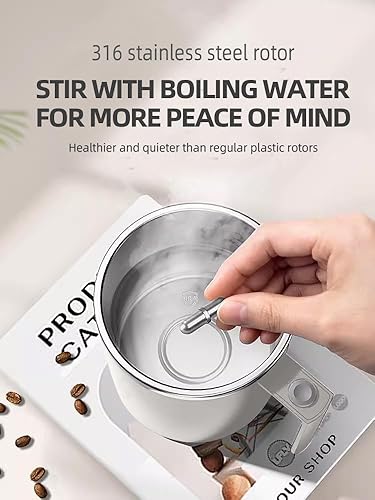 Miniatura 2 de Taza mezcladora eléctrica, taza de café eléctrica, termo de café, tazas de café, adecuada para café, leche, cacao y otras bebidas (blanco)