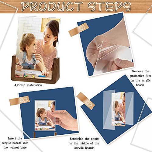Rustic Picture Frame Wooden Photo Frame Decorative Wood Frame With Walnut Wood Base And Acrylic Glass Covers For Tabletop Or Desktop Display, 4 X 6 Inch (4 Pieces) #TOP5