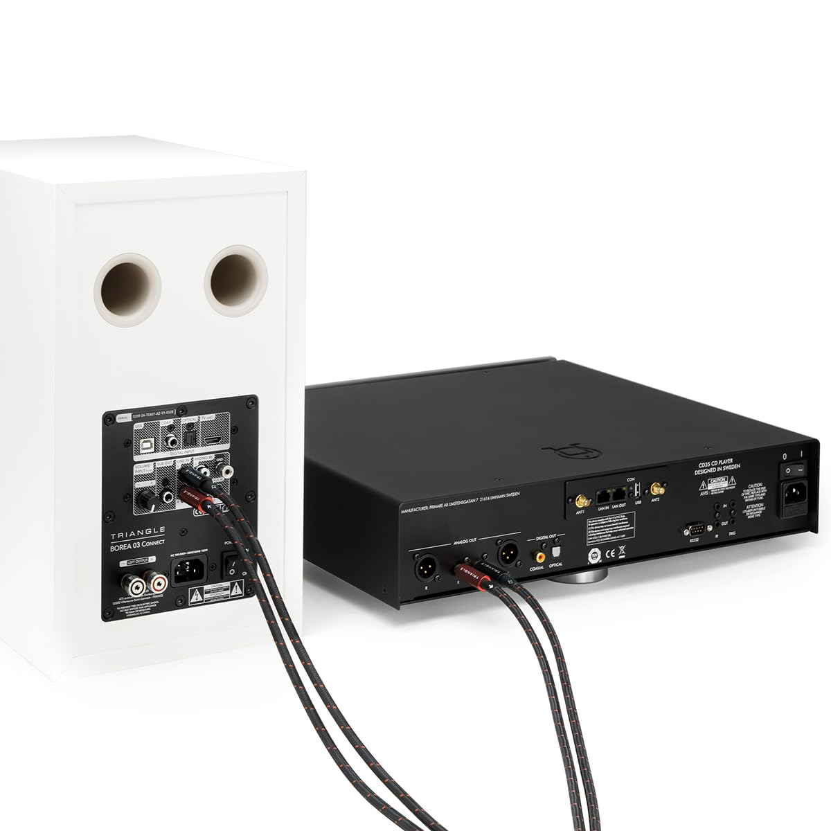 Triangle – Câbles RCA Stéréo Red Serie Hi-FI 2x1m – Cuivre OFC 99,99% – Blindage Multicouche – Câble de Masse Phono Inclus – Compatible Platine Vinyle, DAC, Lecteur CD, Amplificateur (Paire)