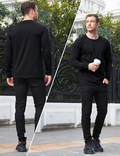 Cavva Mens Thermal Long Sleeve Shirts Fleece Lined Base Layers Warm Undershirt Crew Neck Athletic Workout Tops3