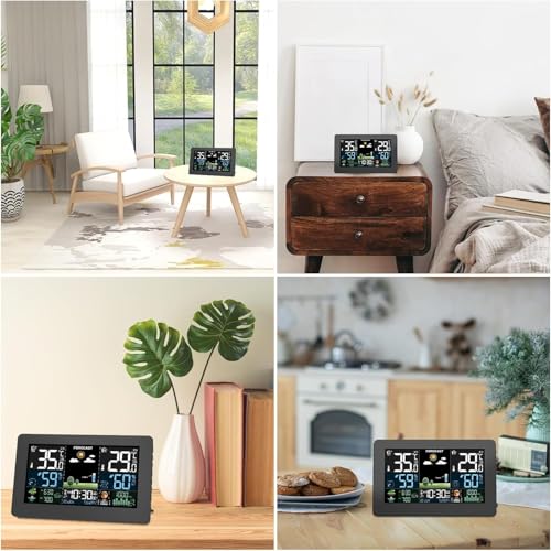 Brataste WEATHER STATION-BLACK Weather Station Wireless Indoor Outdoor, Thermometer Wireless With Remote Sensor, Home Weather Station, Color Display Digital Weather Forecast, Humidity, Atomic Clock, Air Pressure thumb #7