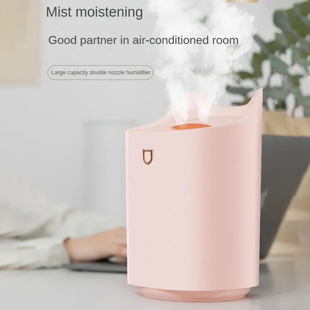 Humidificador de doble boquilla, difusor de aroma, humidificador de aire de doble chorro, fabricante de niebla fría de 3000 ml, protección de apagado de gran capacidad (rosa)