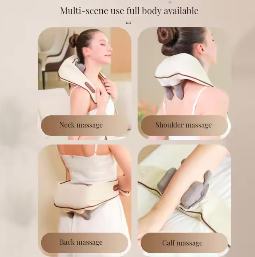 Massaggiatore Collo Schiena Cervicale con Calore, 6D Massaggio Tessuti Profondi, Cuscino Elettrico Massaggiante