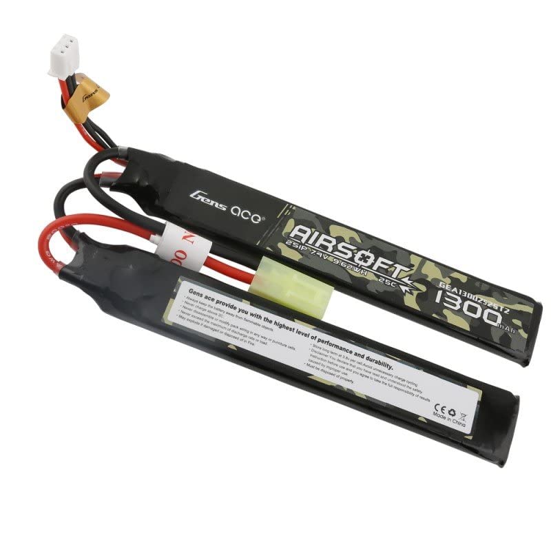 Gensace Accu Lipo 1300mAh 7.4V 2S 25C pour modèles réduits radiocommandés