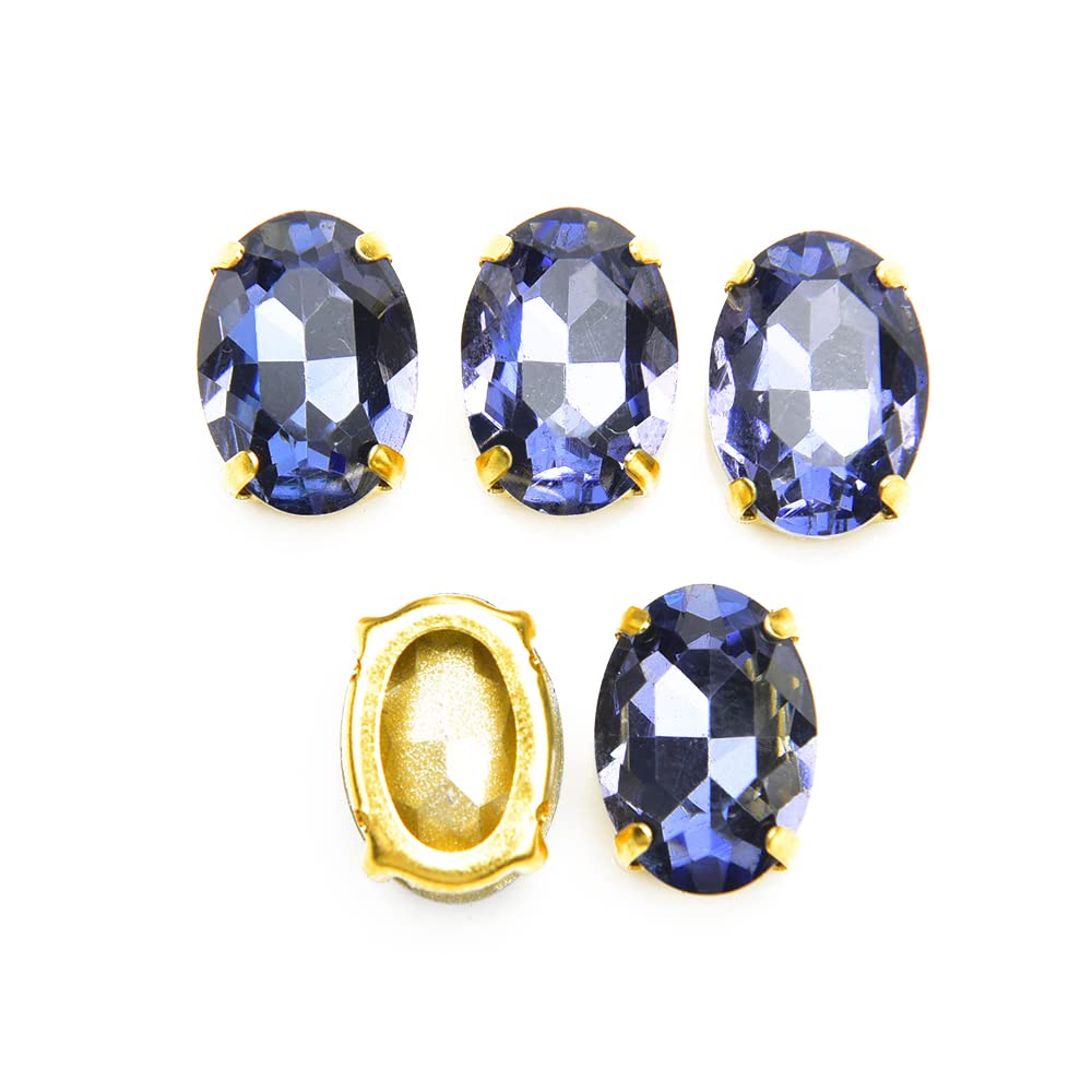 Cristales K9 para coser amatista ovalados Choupee de 10x14 mm con engaste dorado pack de 36 piezas