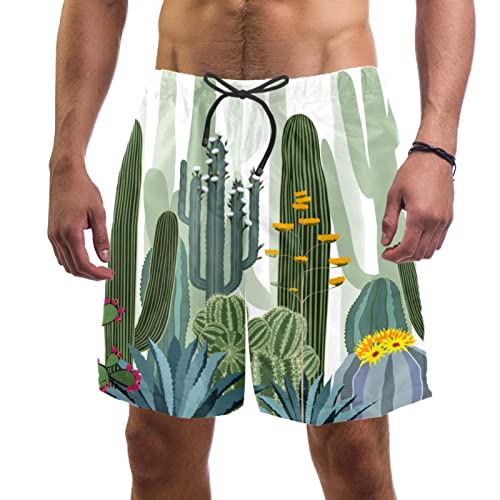 Maillots de bain hommes JDEZ : short de plage motif cactus séchage rapide