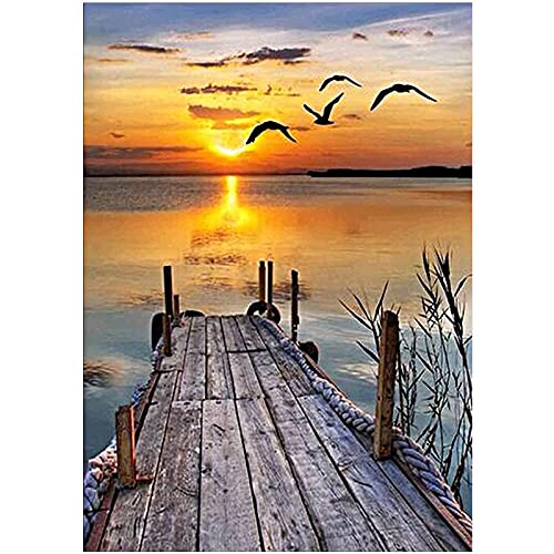 Broderie diamant oiseaux et coucher de soleil pour embellir le mur de votre chambre ou salon