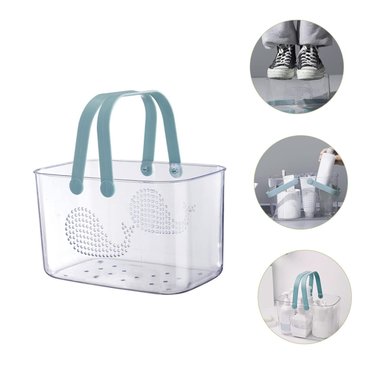 IMIKEYA Cesta de Ducha de Plástico con Asa Portátil para Baño y Dormitorio | Organizador Transparente, Base Estable en Superficie Plana, Reduce el Desorden, Uso para Gel y Vajilla