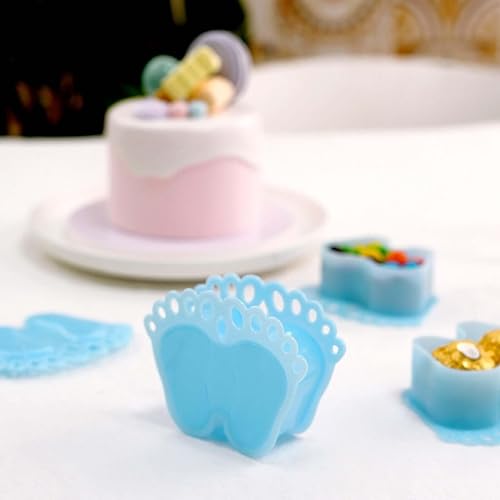 Miniatura 2 de Efavormart - Paquete de 12 recipientes azules de 3.5 pulgadas, regalos de baby shower para cumpleaños, decoraciones de tarros de caramelo