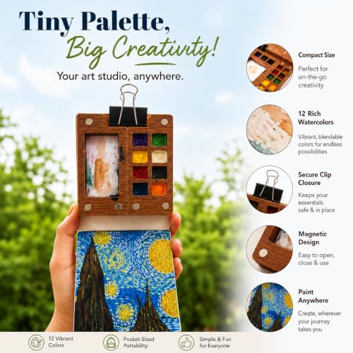 Image of The Crafthives Mini Travel Art Kit | Portable Watercolor Set with Mini Palette & Sketchbook | Travel Watercolor Set for Artists & Beginners