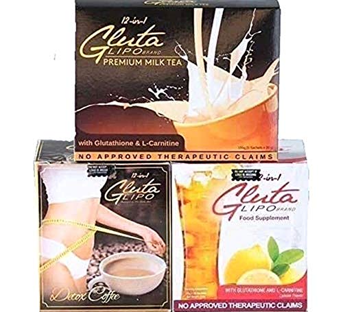 GlutaLipo JUICE & COFFEE 10-Sachets & Glutalipo MILK TEA 5-Sachets (3 Boxes) - BUNDLE