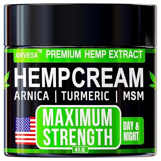 Hemp Cream Maximum Strength with Glucosamine, Arnica, Turmeric - Non-Greasy