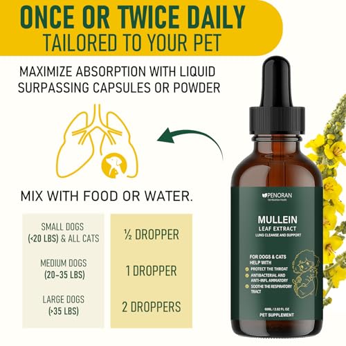 Image of Mullein Lung & Cough Drops for Dogs & Cats, Cough, Hoarseness, Easy Breathing, Lung Cleanse and Support, Better Lungs, Soothes Throat Discomfort - ﻿100% Natural and Efficient