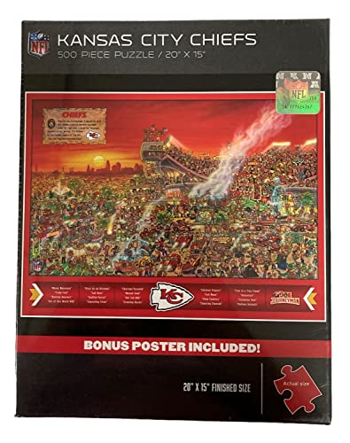 YouTheFan NFL Kansas City Chiefs Joe Journeyman NFL Puzzle & Bonus Poster, Team Colors, 15