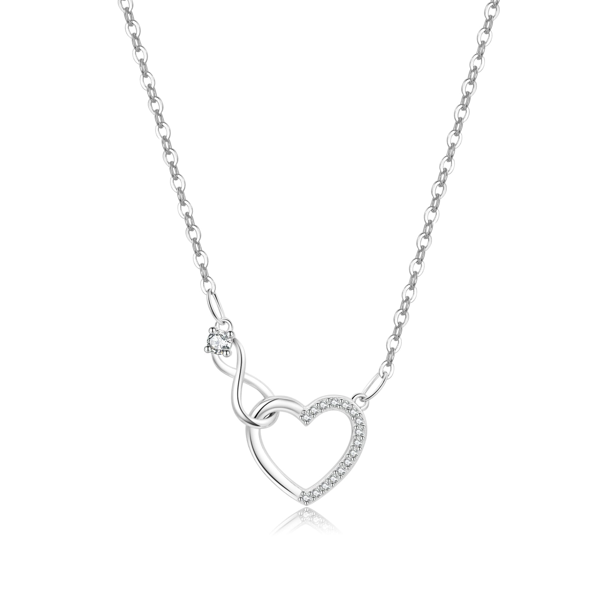 925 Sterling Silver Necklaces for Women, Infinity Cubic Zirconia Ladies Necklaces with Silver Pendants, Silver Jewellery Gift for Women