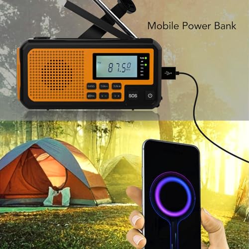 Radio de emergencia con manivela solar y linterna LED miniatura 5