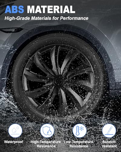 Image of ABX Hubcap Wheel Covers Hub Caps 16 Inch Set of 4 Black & Silver Universal Wheel Rim Cover R16 Stylish Car Decor Wheel Covers for Toyota Camry Nissan Mazda (black-11, 16 inch)