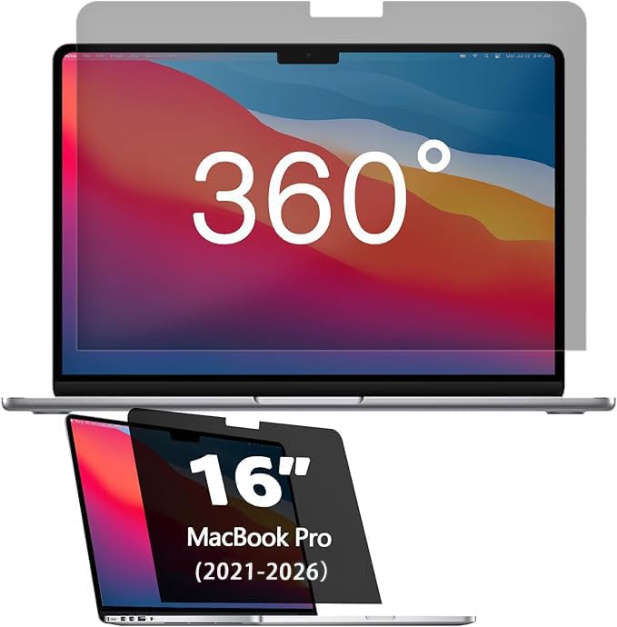Protection d'écran de confidentialité pour Macbook Pro 16 au bureau open space