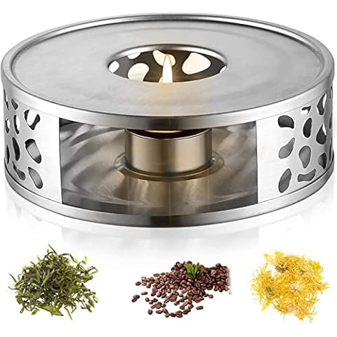 Calentador de té Voarge de acero inoxidable con soporte para velas Cover