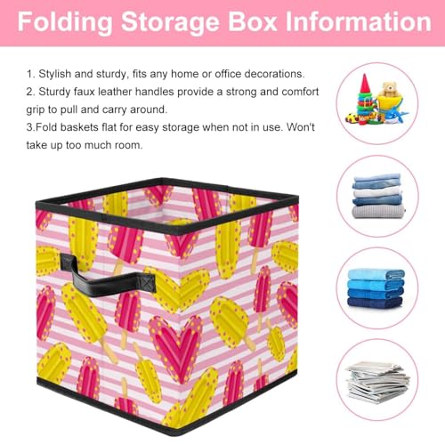Boîte de rangement pliable en tissu cube rose 30cm pour placard - 4