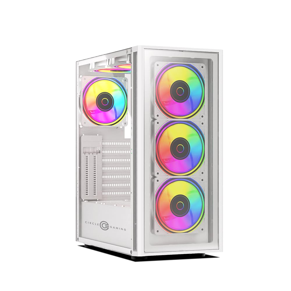 Circle ELEGANTOR X5 ARGB Mid- Tower Computer Case | Gaming Cabinet - White | Support ATX, M-ATX, ITX | Pre- Installed 3 x 120mm Front and 1 x 120mm Rear ARGB Fans (B0D2J75PY2) Amazon Price History, Amazon Price Tracker