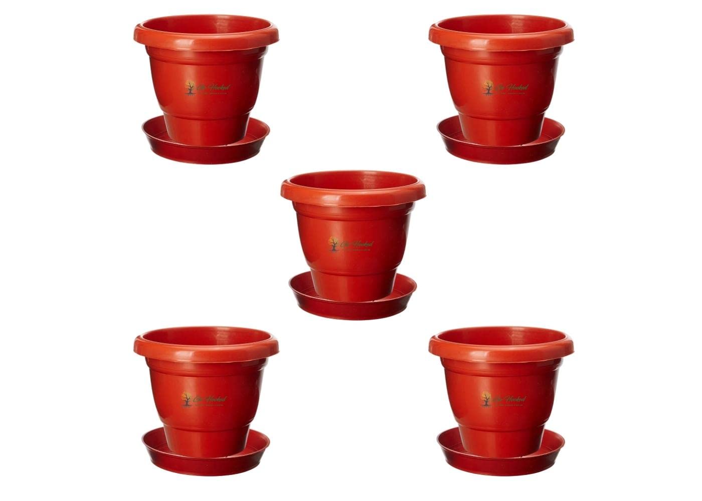 Go Hooked Plastic Gamla/Planter/Pot with Bottom Plate/Tray, 8 inch | Plant Container Set | Indoor/Outdoor Balcony Flower Pot | Drip Trays Planter | Plastic Pots with Saucers | 5 Pcs (B0BDW1XPBH) Amazon Price History, Amazon Price Tracker