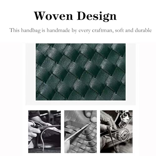Image of Handmade Woven Evening Bag for Women Casual Clutch Purse Leather Shoulder Handbag Fashion Crossbody Bag