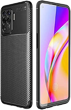 Spia Oppo Reno 5 Lite ile uyumlu Kılıf Siyah Karbon Silikon Orijinal Esnek İnce Geliştirilmiş Dayanıklı Darbe Karşıtı Koruyucu Yeni Nesil Tasarım (Oppo Reno 5 Lite, Siyah)