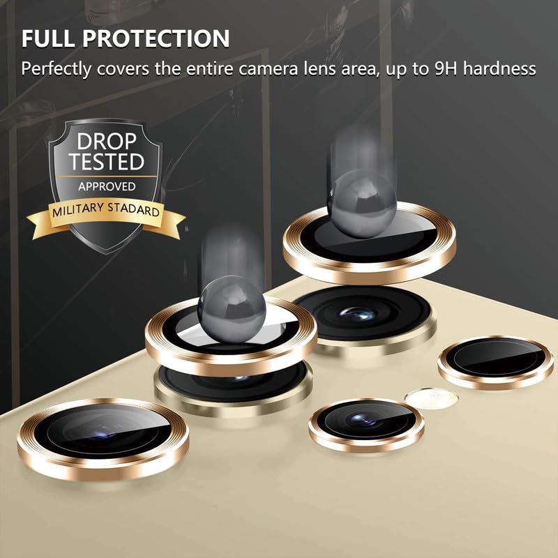 Image of Skinomi Camera Lens Protector Compatible with Samsung Galaxy S24 ultra 5G [Anti-Scratch] Premium Tempered Glass Film Aluminum Alloy Lens Ring Cover - Titanium Gold