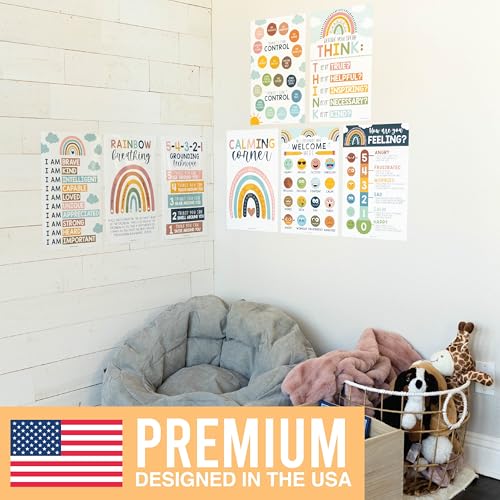 Hadley Designs 8 Calming Corner Posters For Classroom Must Haves For Teachers - 11x17 Calm Down Corner Supplies, Feelings Chart For Kids Ages 4-8, Toddler Emotions Chart, Boho Classroom Decor - Image 6