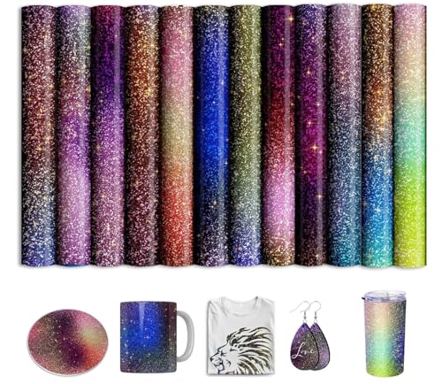 Infusible Ink Folie for Sublimation Becher Blanks T-Shirts Mugs Cups,Vorgedrucktes Sublimationspapier for Cricut Heat Press Mug, 12 Pieces/Set,25.5 x 30.5 cm