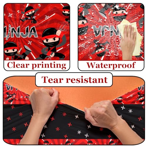 Image of 3pcs Ninja Birthday Tablecloths,Ninja Birthday Party Decoration Karate Theme Table Covers Waterproof Rectangle for Kid Master Birth-Day Party Supplies