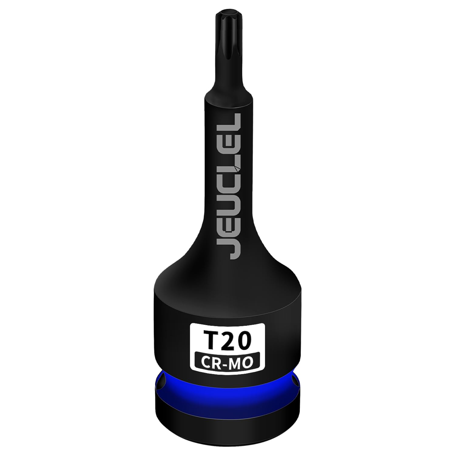Jeuclel Black T20 Torx Star 6 Point Impact Bit Socket, T20 1/2-Inch Square Drive 3-Inch Long Torx Socket, Cr-Mo Steel Lengthen Screwdriver Adapter Tool