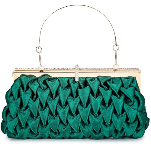 Image of Classic Satin Clutch Bag Diamante Embellished Formal Evening Handbag for Wedding Prom Party Purses